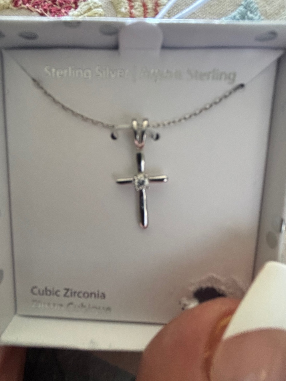 Sterling Silver Cross Pendant Necklace Cubic Zirconia